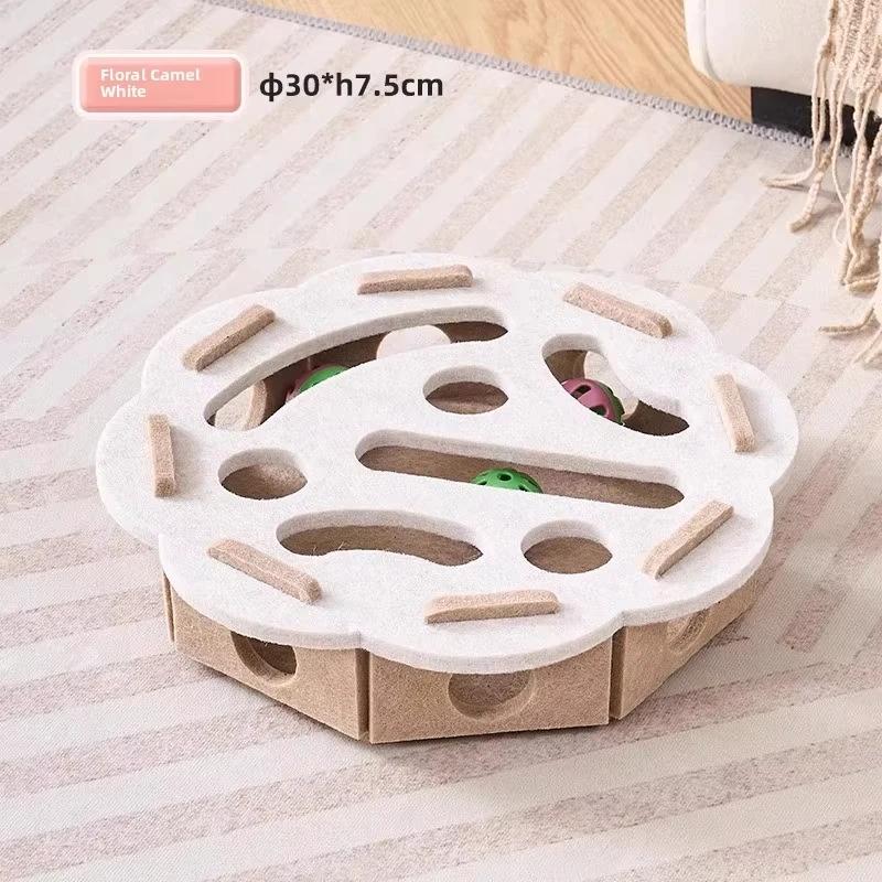 Non-Toxic Cat Puzzle Toy Felt Puzzle Box Cat Exercise Toy With Ball Indoor Sports Entertainment Hunting Cat Toys For Indoor Cats