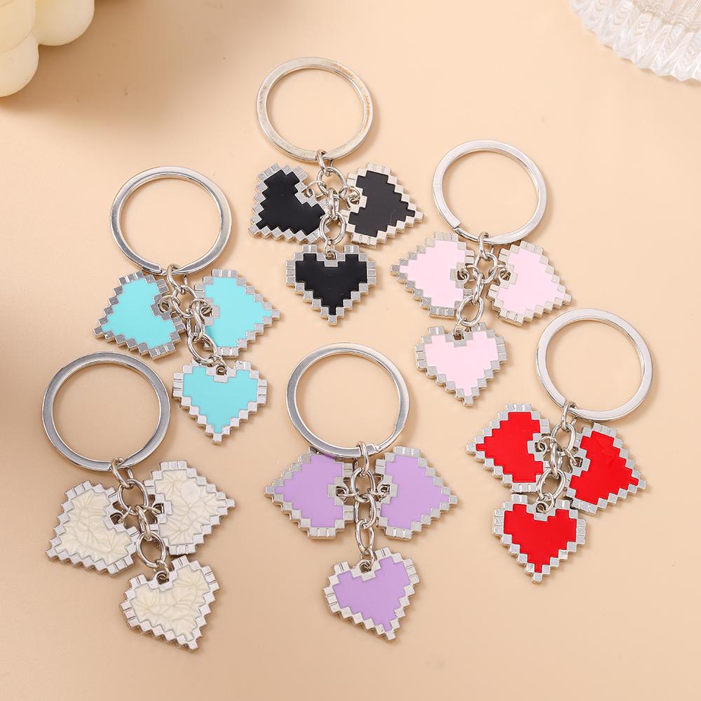 Cute Enamel Love Heart Key Chain Women Girls Key Ring Pendants for Handbag Decor DIY Handmade Key Holder Jewelry Gifts