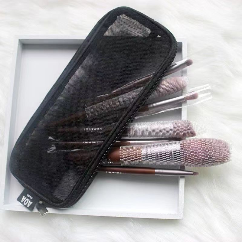 Makeup Brush Travel Case Cosmetic Toiletry Bag Organizer for Men Women Beauty Tools Mesh Dopp Pouch Wash Storage Accessories