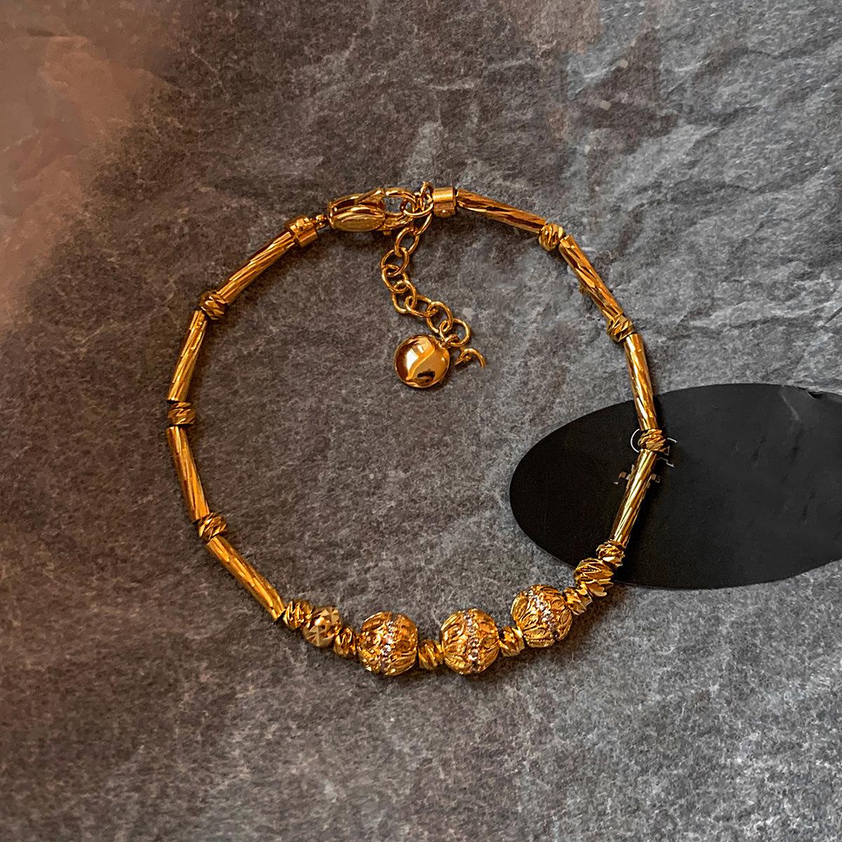 Браслет из циркона с покрытием из 18-каратного золота в виде бамбука – Элегантные, Универсальные и Уникальные украшения в холодном стиле