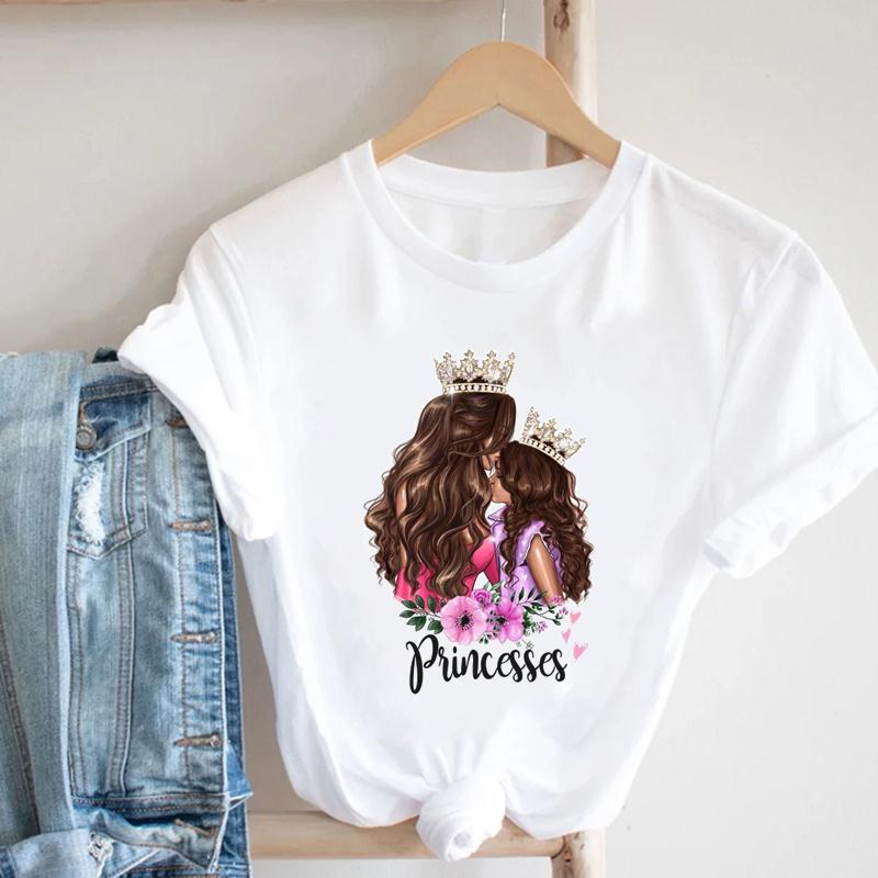 Summer Fashion Mom Daughter Son Short Sleeve Women Clothing Mother Casual Print Tee Top T-shirt Lady Female Graphic T-shirt