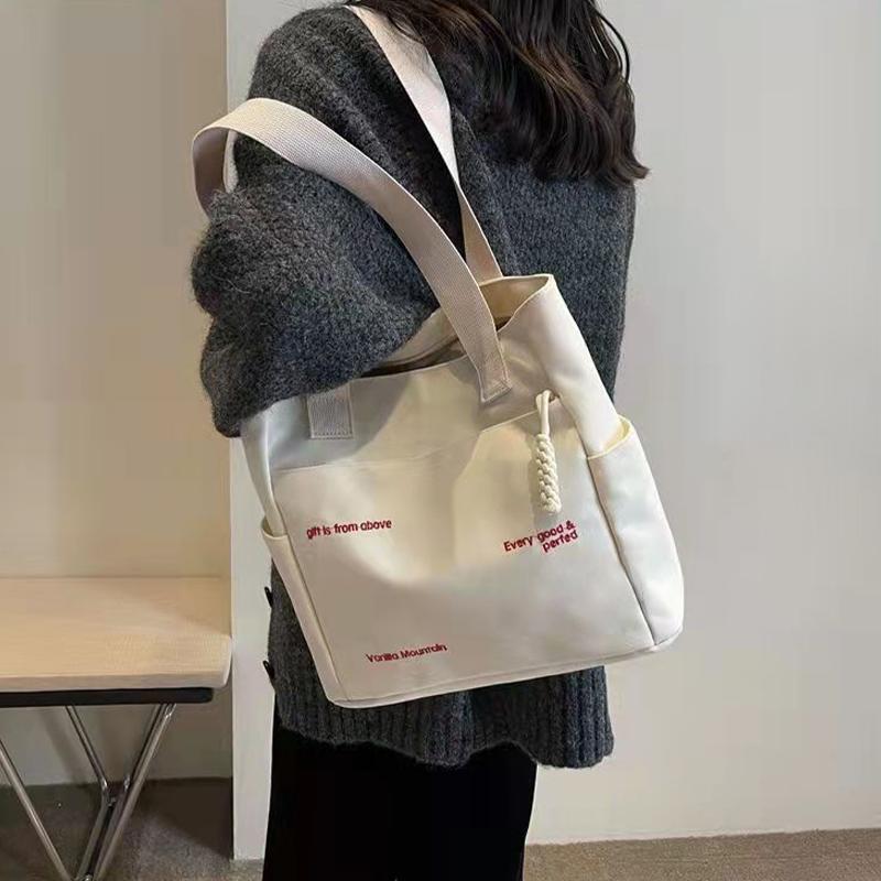 Fashionable Casual Canvas Bag Cartoon Letter Versatile Handbag Bento Bag