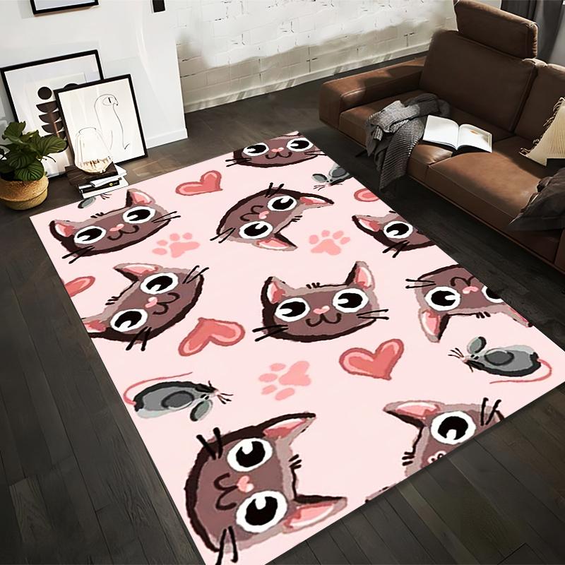 

Cute Cat and Mouse Cartoon Pattern with Hearts and Paw Prints on Pink Background Suitable for use as an anti-slip for room and bedroom sofas 40x60cm( 15x23in )