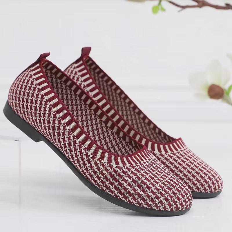 Women's single shoes summer new flying woven shallow mouth one pedal casual lazy shoes flat women's shoes mother shoes