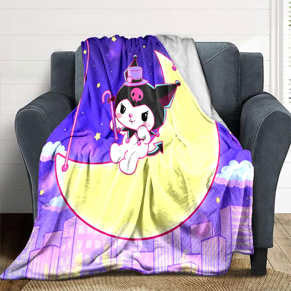 Moonlit Adventure Flannel Blanket Super Soft Warm Cozy Blanket For Sofa Bed Office Travel Allseason Home Decor Gift
