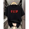 Men's Casual Crew Neck T-Shirt, Slight Stretch, Regular Fit, Red Geometric English Letter Pattern,Oversized, Cool, Fashionable