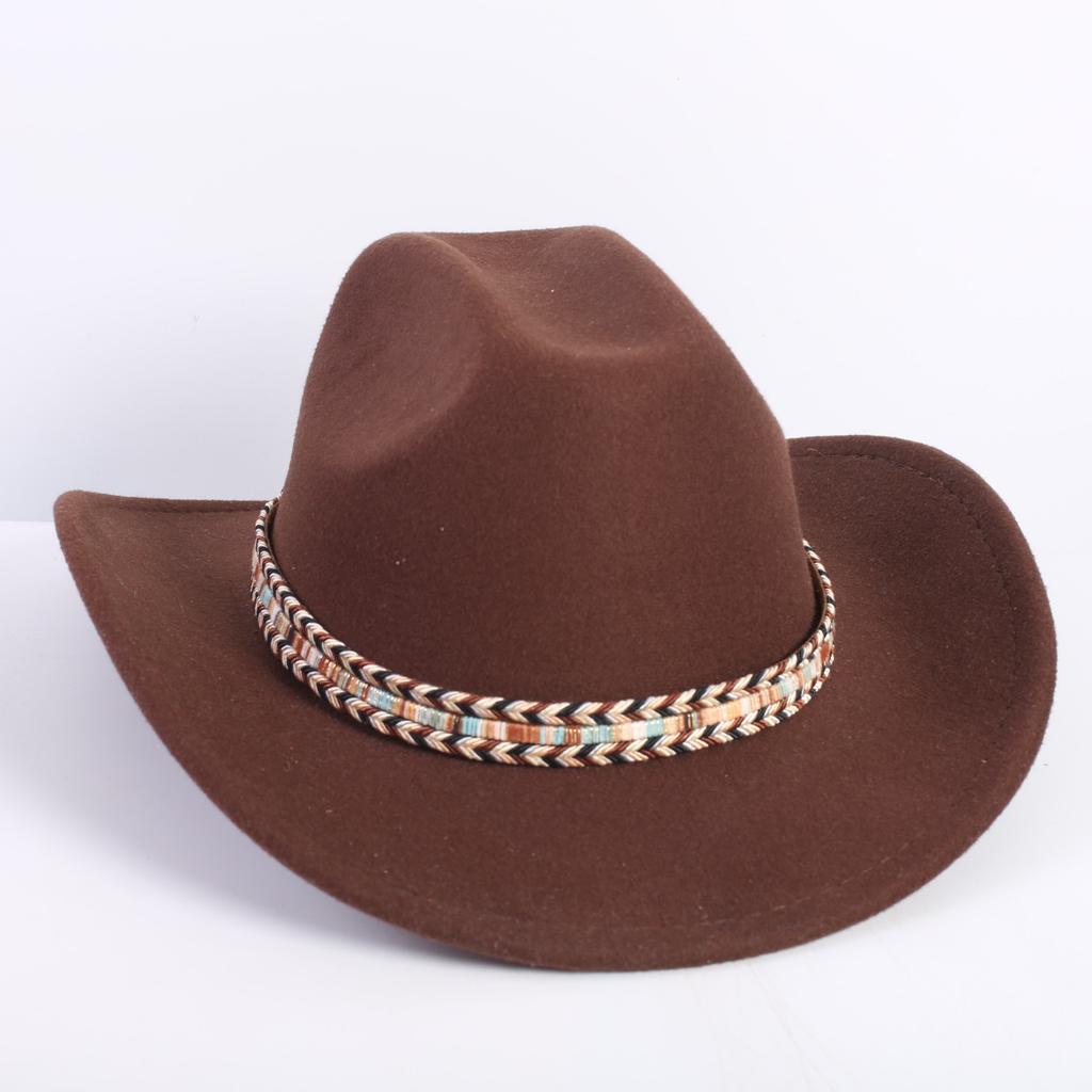 Popular European and American Fashion OL Style One-word Cowboy Hat Men's and Women's High-end Top Hat Jazz Hat Felt Hat
