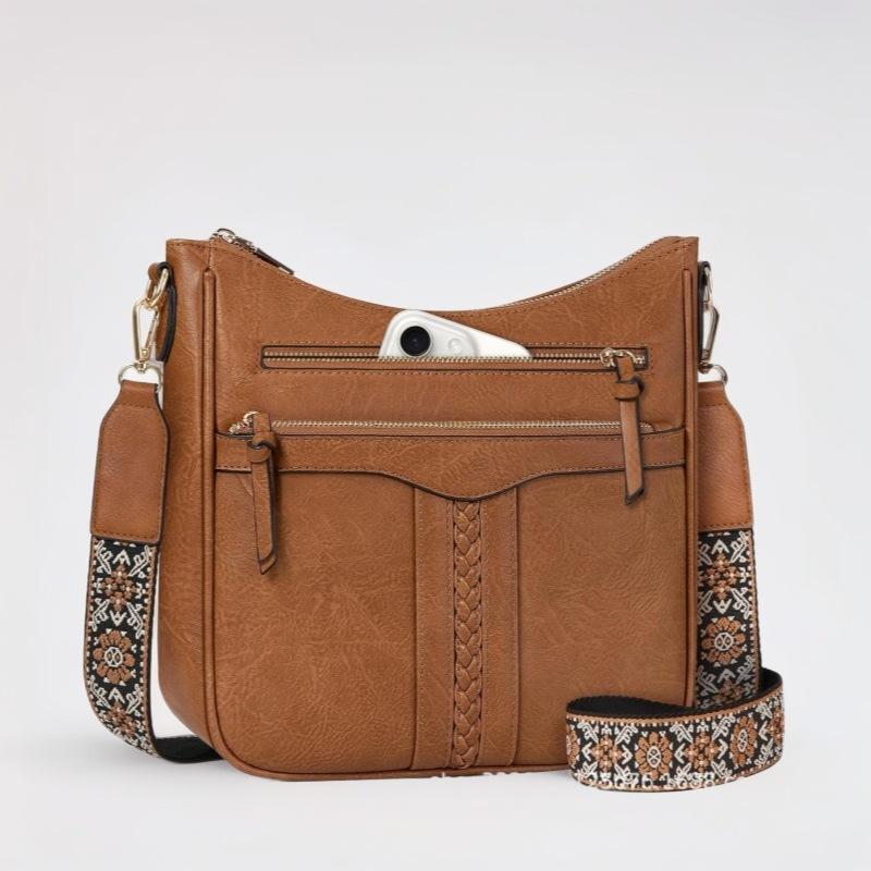 Crossbody Bag, Retro Woven Casual Pu Women's Bag, Single-shoulder Bag, Commuting Large Capacity Adjustable Shoulder Strap Bag