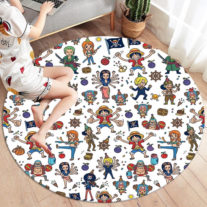One Piece Poster Round Area Rug Carpet Rug For Living Room Bedroom Sofa Playroom Decor Nonslip Floor Mat