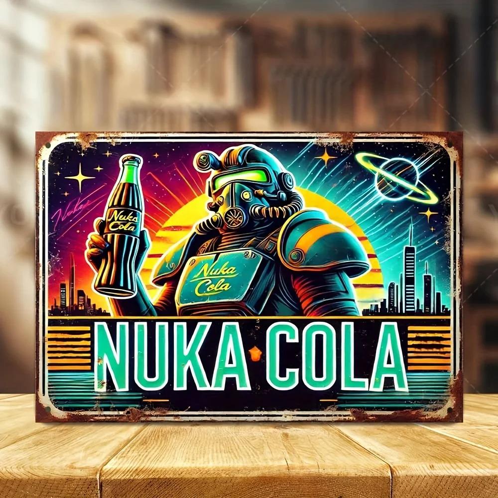 INDUSTRIALROBOTDECZ Nuka Cola Retro Wall Art Aluminum Sign | Futuristic Robot Design | Pre-Drilled for Game Rooms