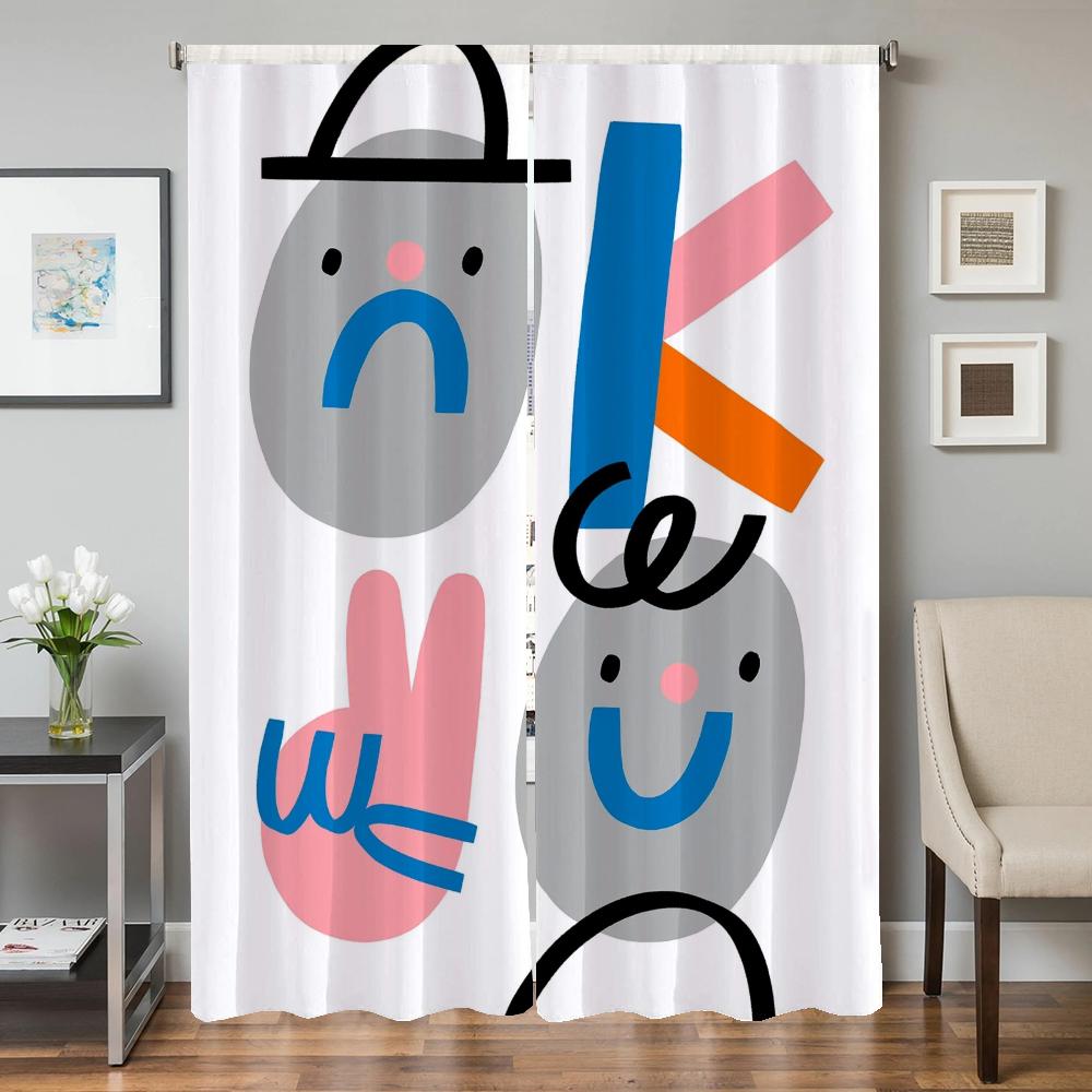 

Оконные кухонные шторы для гостиной, 2 шт., затемняющие шторы, занавески для дверей, абстрактные животные, украшение для спальни, перегородка W50xH70cmx2pcs-CL