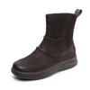 Johnature Genuine Leather Thick Soled Pleated Short Boots Side Zipper Soft Soled Cowhide Women's Boots