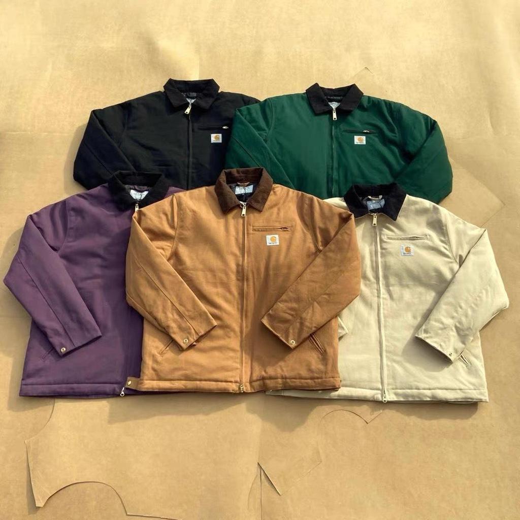 US High Street Carhartt Canvas Arbeitsjacke: Schwere Unisex Freizeit-Jacke mit Kragen für Frühling, Herbst, Winter