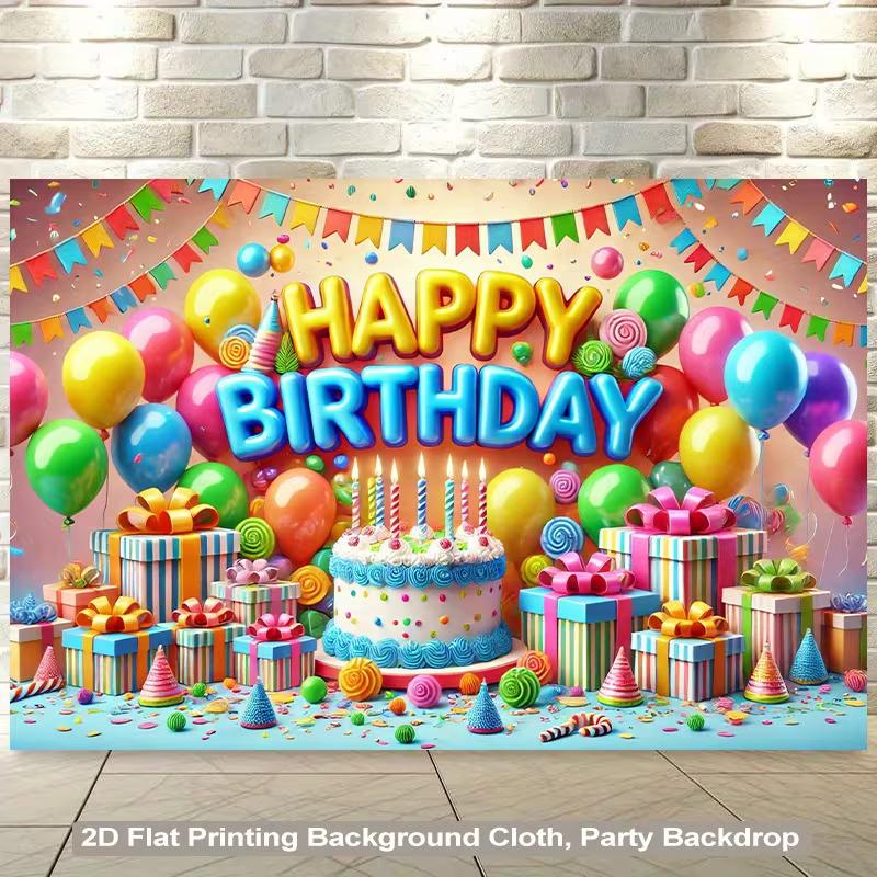 2D Alles Gute zum Geburtstag Hintergrund, Bunte Ballon-Szene Hintergrund für Geburtstagsparty Dekoration