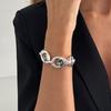 Brățară Fashion din Acril cu Diamante, Hollow Pătrat, Lux Ușor, Bijuterii Geometrice cu Pietre Semiprețioase Îmbinate, cu Simț al Designului
