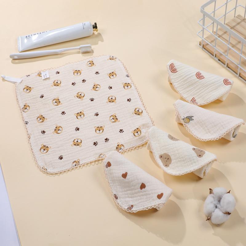 Pure Cotton Crepe Baby Bandana Bibs With Snaps Newborn Drool Bibs Floral Print Hand Towel Soft Absorbent Burp Cloth For Infants