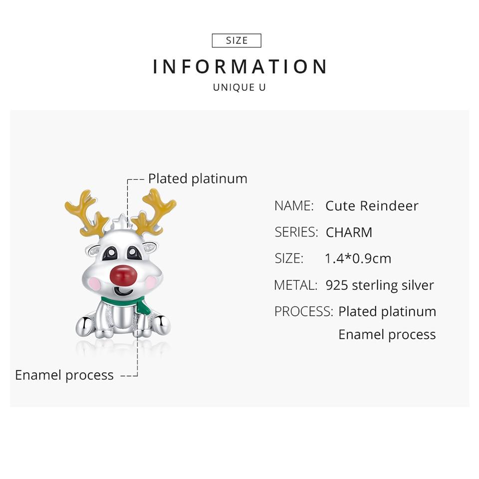 Bamoer 925 Sterling Silver Red Enamel Santa Claus Bead, Cute Snowman Charm Christmas Tree Pendant, Best Christmas Gift for Family
