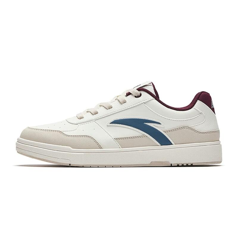 Anta Bai Chuan Synthetic Leather Versatile Classic Durable Low-Top Skate Shoes Men Sneakers White Blue 112628015-1 40.5