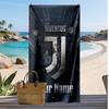 Asciugamano da Spiaggia Personalizzato Stampato Juventus FC Logo Calcio Supporto Nome Personalizzato Testo Asciugamano Assorbente Per Sport Viaggio Regalo Speciale