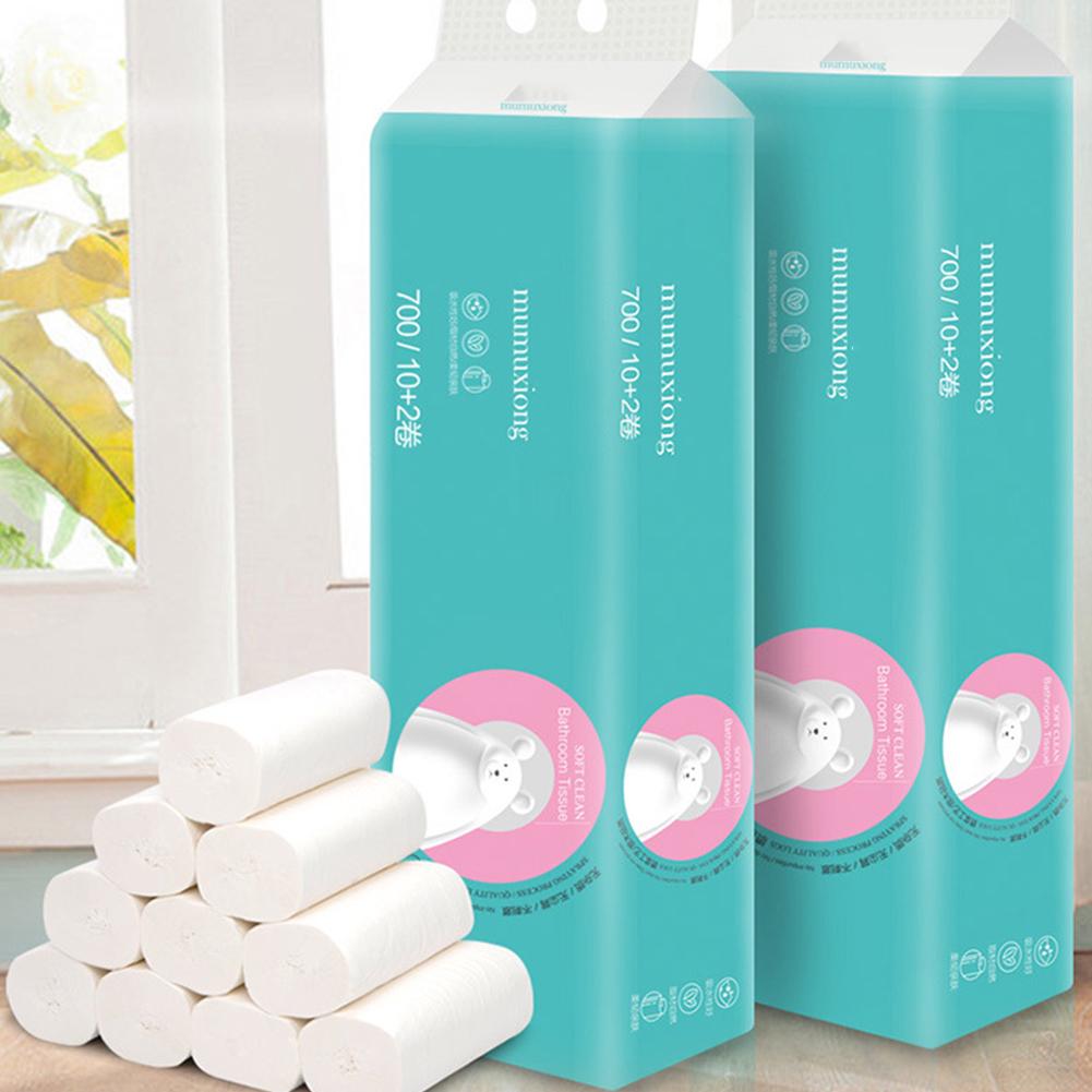 Buy 12 Rolls Coreless Roll Paper Wood Pulp Paper Towel Toilet Paper 4