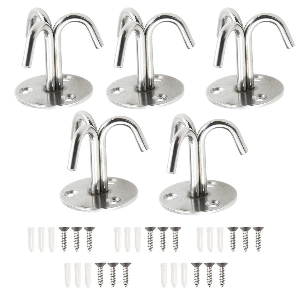 Pack of 5 Triple Hook Ceiling Hook Stainless Steel Hanging Hardware for Chandeliers Fan Hammocks Indoor Outdoor Use