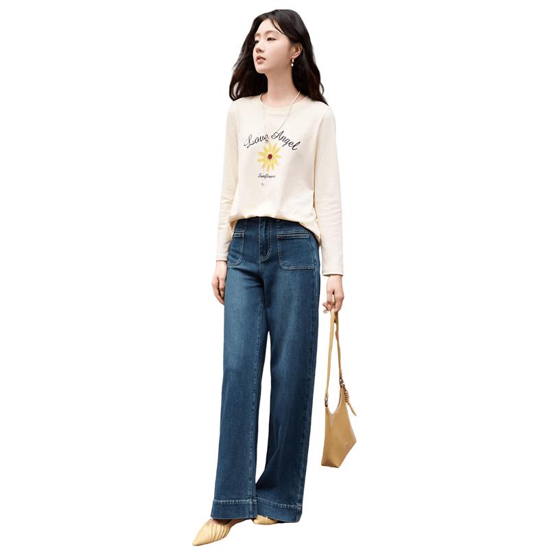 Xiangying Women s Sunflower Print Long-Sleeve T-Shirt M