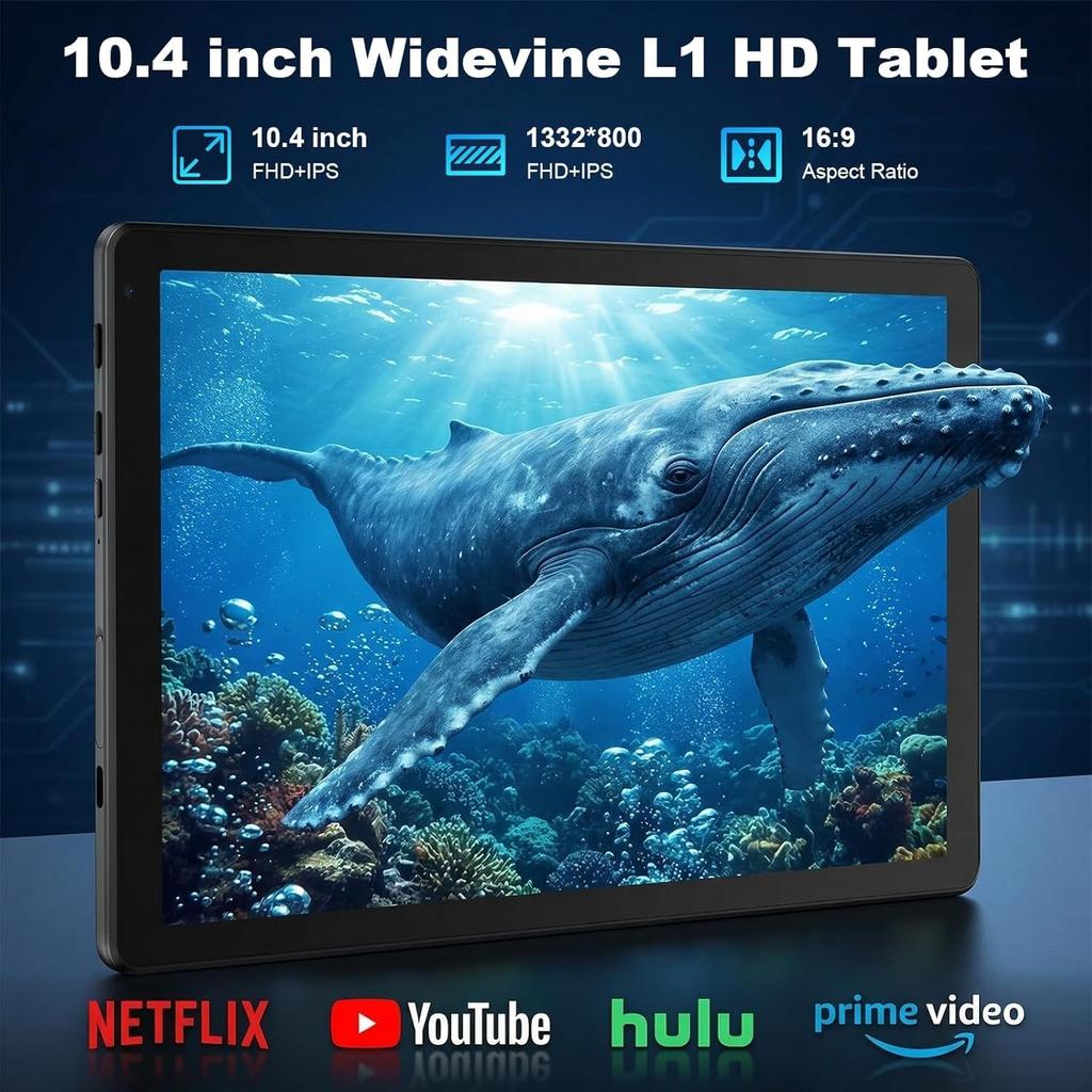 Android 15 tablet, 10.1 Inch, 20GB+64GB, 1TB Expandable, Keyboard Mouse Stylus Set