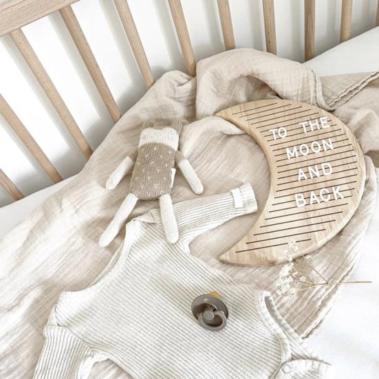 Letter Board Reusable Oak Moon Message Board Wooden Decoration Baby Photo Props for Kids Room