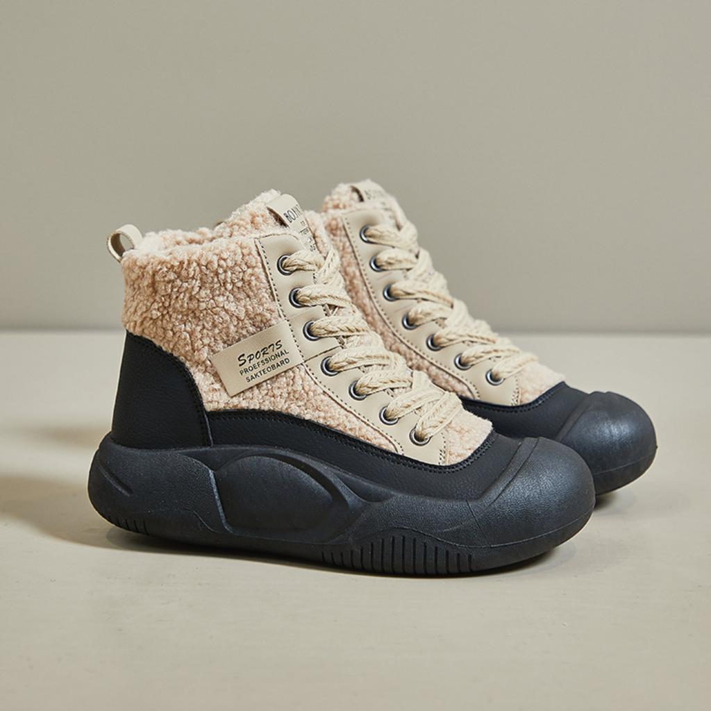 Winter Fleece-Lined - New Korean Instagram-Inspired Girls' Thick-Sole Height-Boosting Trainers Casual