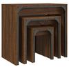  Coffee Tables, Nestable, 3 Pcs, Brown Oak