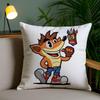 C-Crash B-Bandicoot Cushion Cover Plush Fabric Soft Double-Sided Printed Invisible Zipper Sofa Pillow Case Home Decor