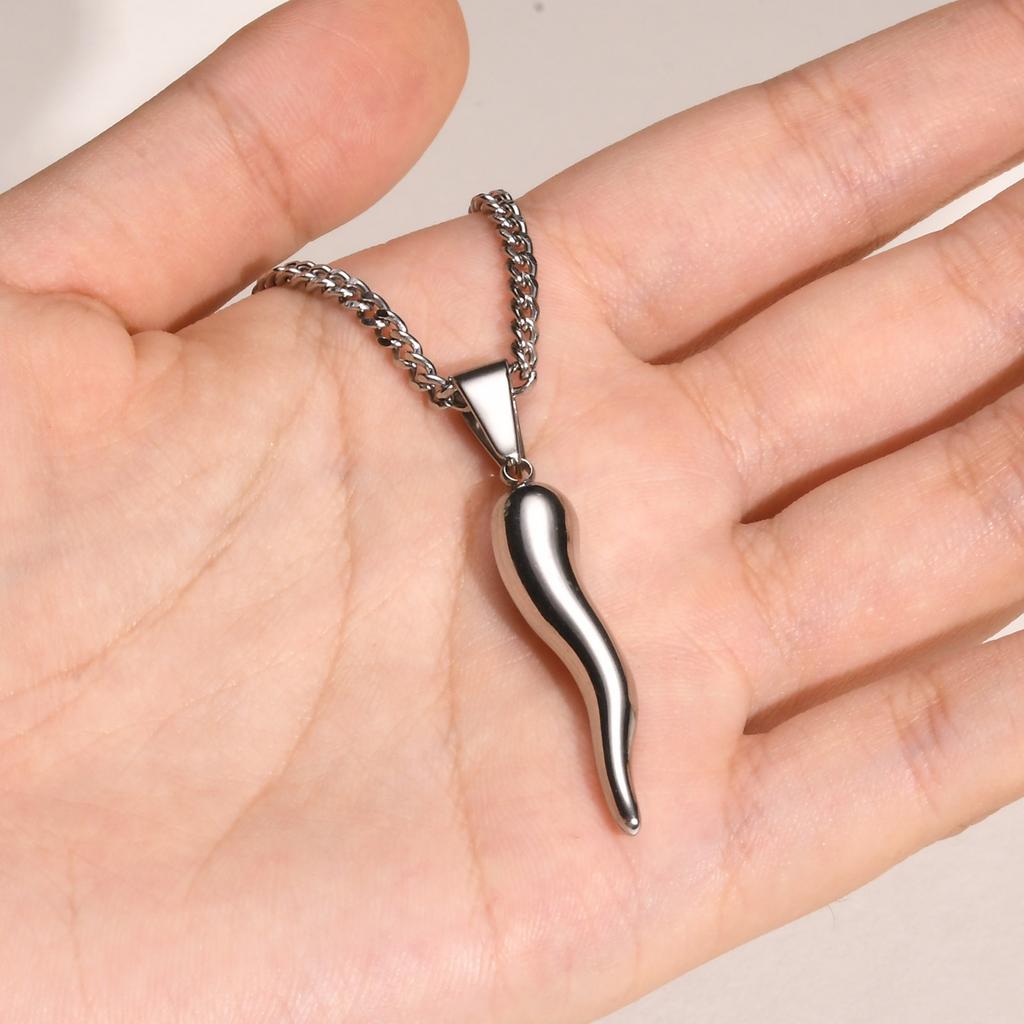 Vnox Stainless Steel 2pcs Necklaces For Men Boys, Two Style Chains Cool Italian Horn Pendant, Talisman Protection Gifts To Teen