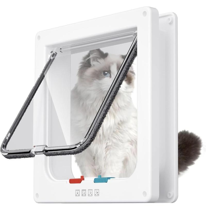 Gattaiola Impermeabile 4 Vie di Chiusura Sportellino Trasparente Design Insonorizzato per Interno Esterno Casa Ufficio Uso Animali Domestici