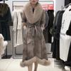 New Fur Integrated Coat Women's Medium Knee Long Imitation Fox Rabbit Fur Fur Collar Fur Coat