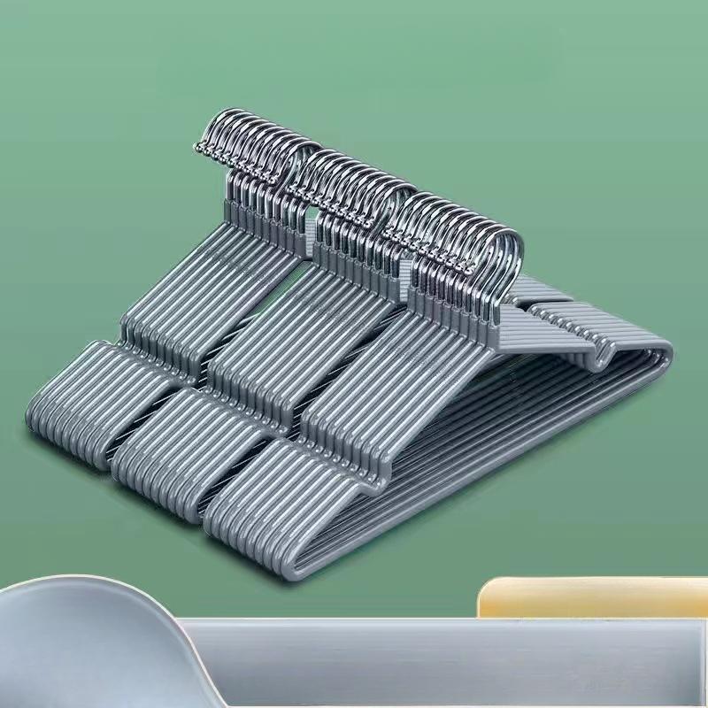10 Thick Non-Slip Plastic-Dipped Clothes Hangers, Seamless Drying and Storage Rack