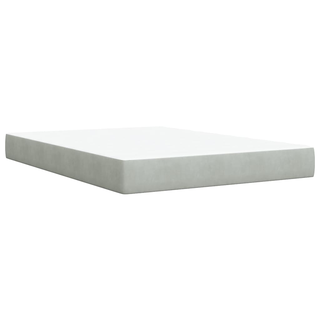 Box Spring Bed with Mattress Light Grey 160 x 200 cm Velvet