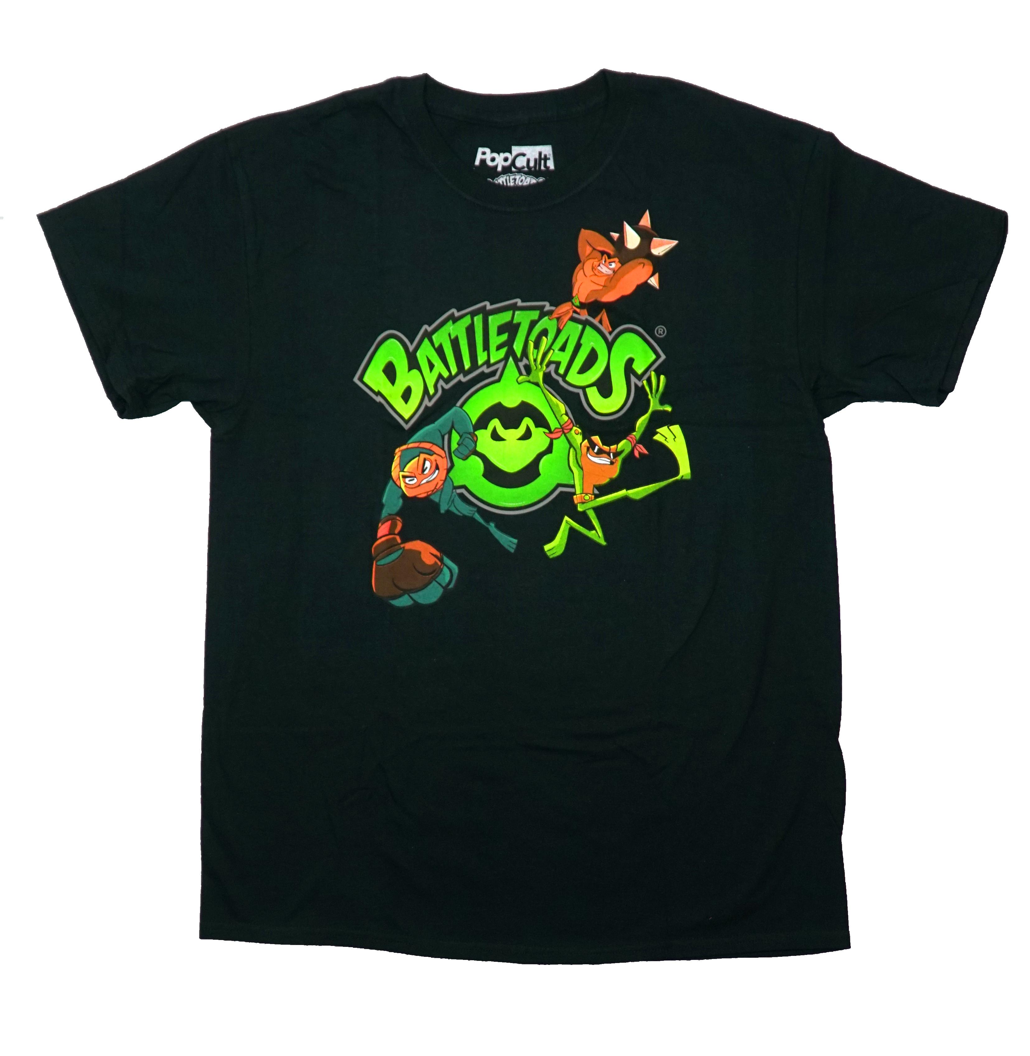 Battletoads New Adult T-Shirt - Zitz, Rash and Pimple Around Green Toad S