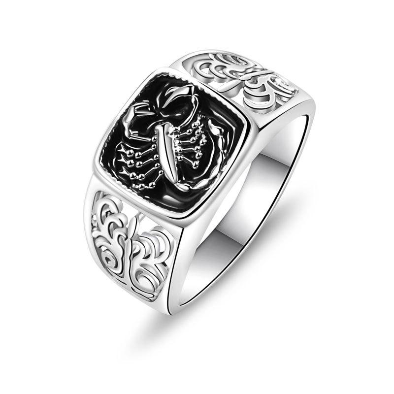 Creative Scorpio Relief Men Ring 925 Silver Poison Scorpion Design Anniversary Band Jewelry Gift For Him
