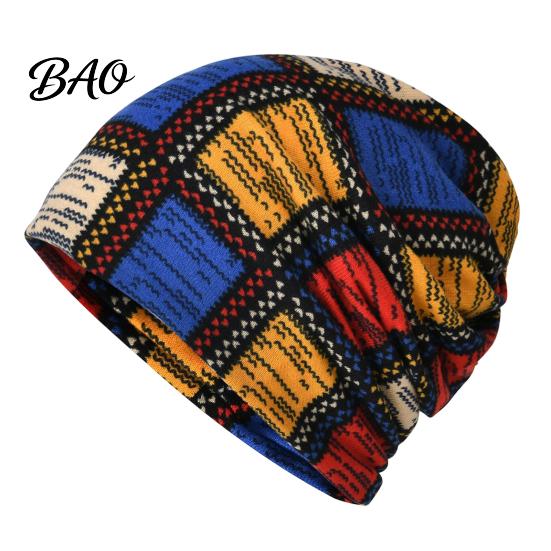 Comfortable Skin Friendly Fabric Cap Women's Geometry Print Slouchy Hat, Casual Soft Stretch Skull Stylish Decorative Head Accessory Cap, Warm Cancer