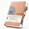 Hardcover Portable Daily Planner PU Leather Cover Agenda Planning Notebook  Self-discipline