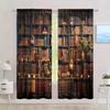 2pcs Middle Ages Bookcase Printed Curtain - Artistic Home Decoration Curtains, All Season Decorative Curtains