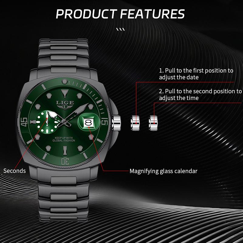 Men Watch Fashion Business Watch Men 3ATM Waterproof Luminous Quartz Sports Chronograph Clock Male Relogio Masculino+BOX
