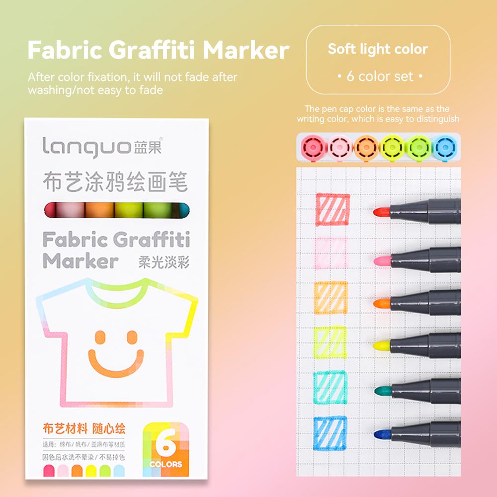6colors/Set Fabric Paint Marker Pen Clothes Textile Waterproof Diy Crafts T-Shirt Bag Shoes Permanent Art Graffiti Color Markers