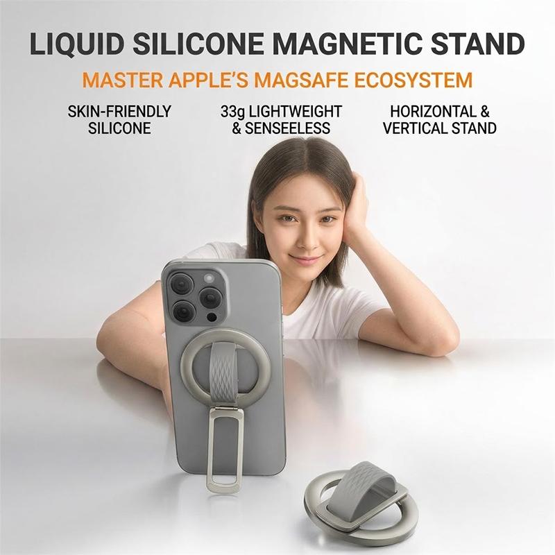 Magnetic Phone Ring Holder Anti Fall Adjustable Kickstand Smooth Skin Touch Universal for Office Hands Free Use