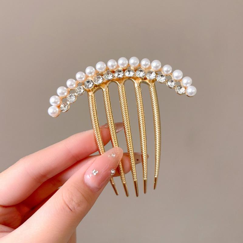 New Hairpin Female Disc Hair Artifact U-shaped Fixed Four Toothed Insert Comb Hairpin Ancient Style Flower Headpiece