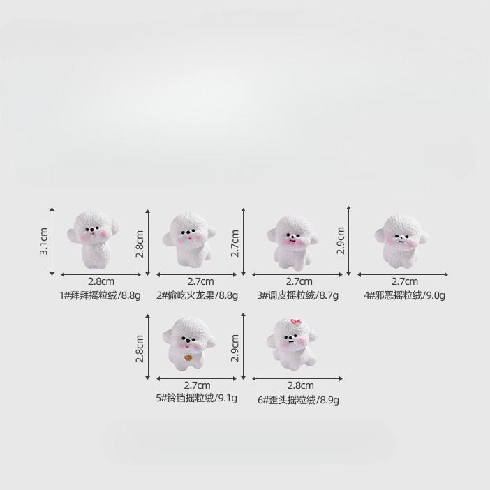 6 шт./комплект Мультяшные Миниатюры Белой Собаки Смоляные Животные Украшения Сад Фей Микро Ландшафт 2-3cm