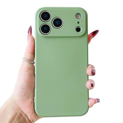 For iPhone 17 16 15 14 13 11 12 Pro Max Mini Air Ultrathin Non-Slip Cover Green Case Camera Protector Lens Simple Phone Case