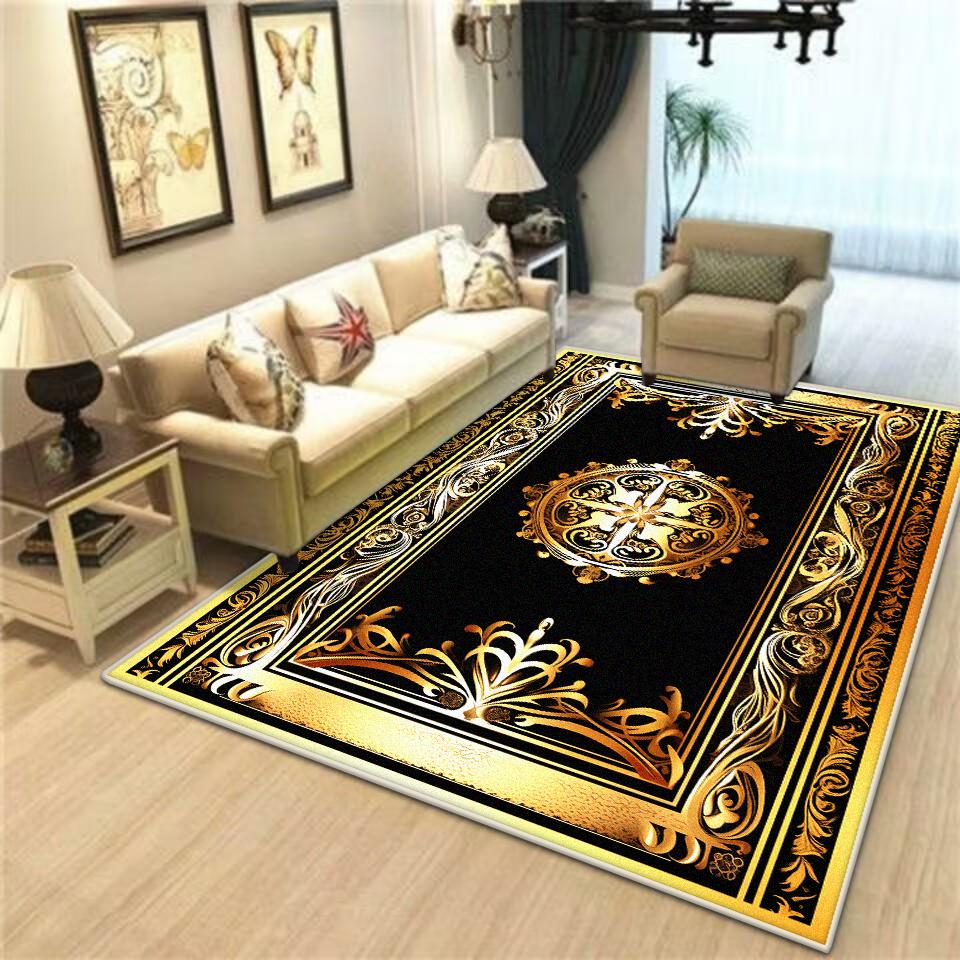 Modern Luxury Gold Large Living Room Carpet Home Decoration Luxury Non-slip Chinese Style Large Room Rugs Washable Rug Mat floor