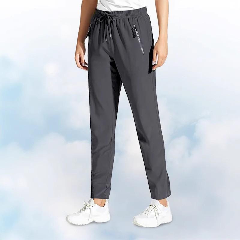 Quick Dry Hiking Pants Womens Outdoor Sports Drawstring Waist Joggers Waterproof Lightweight Zipper Pockets Trousers