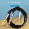 Aux Guitar Cable 6.5mm Jack To 3.5mm Audio Cable Splitter Stereo Sound Cord for Laptop, Mixer, Speaker